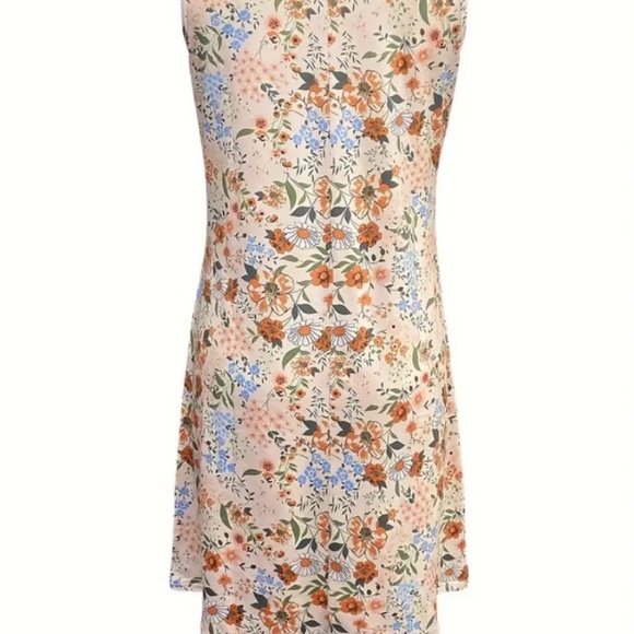 New! Vibrant Floral Print Sleeveless V-Neck Tank Dress. Size: Large - Picture 2 of 5